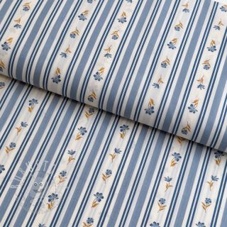 Baumwollstoff Fine flowers STRIPE blue