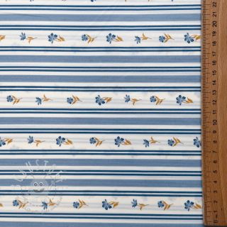 Baumwollstoff Fine flowers STRIPE blue