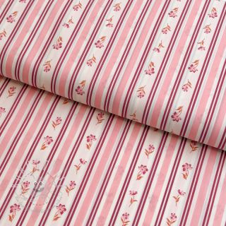 Baumwollstoff Fine flowers STRIPE pink