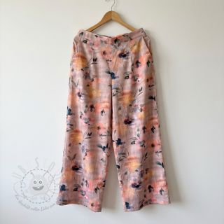 Baumwollstoff SATIN Penny flower peach digital print