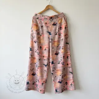 Baumwollstoff SATIN Penny flower peach digital print