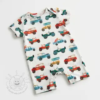 Baumwollstoff Cars white digital print