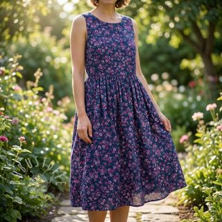 Baumwollstoff Simie flowers navy digital print