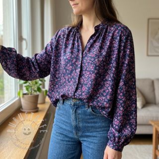 Baumwollstoff Simie flowers navy digital print