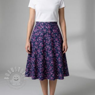 Baumwollstoff Simie flowers navy digital print