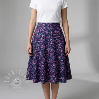 Baumwollstoff Simie flowers navy digital print