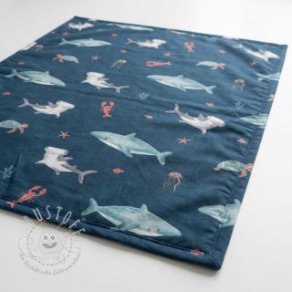 Baumwollstoff Sea life petrol digital print