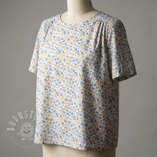 Baumwollstoff Fine flowers blue