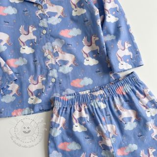 Baumwollstoff Unicorns love blue