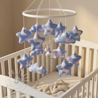 Baumwollstoff Unicorns love blue