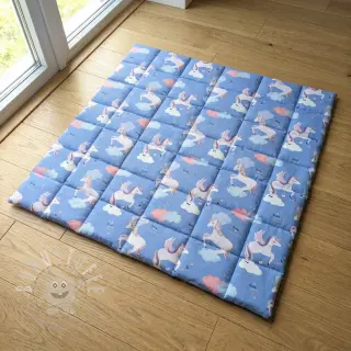 Baumwollstoff Unicorns love blue