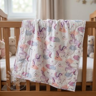 Baumwollstoff Unicorns love white