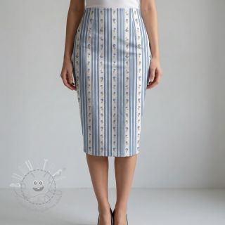 Baumwollstoff Fine flowers STRIPE blue