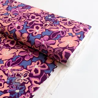 Viskosestoff STRETCH Flowers Junie purple