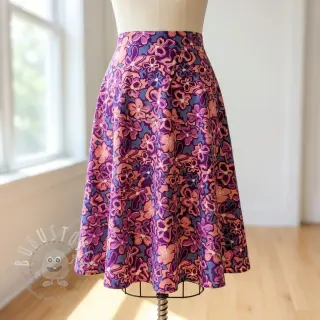 Viskosestoff STRETCH Flowers Junie purple