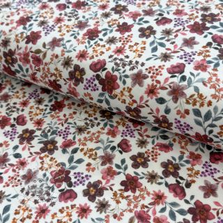 Jersey Flowers burgundy digital print ORGANIC