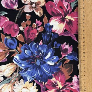Sweatstoff Flower Luna black digital print