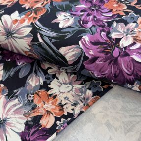 Sweatstoff Flower Luna navy digital print