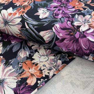 Sweatstoff Flower Luna navy digital print