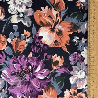 Sweatstoff Flower Luna navy digital print