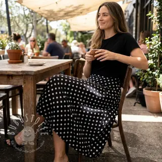 Viskosestoff RADIANCE Polka dot black