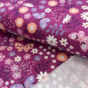 Sweatstoff Flowers Azriel fuchsia