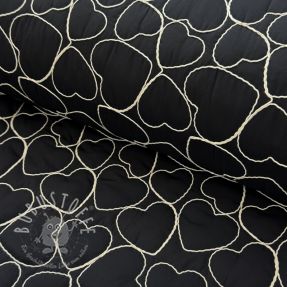 Steppstoffe EMBROIDERY Hearts black