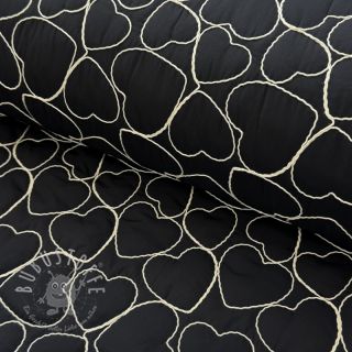 Steppstoffe EMBROIDERY Hearts black