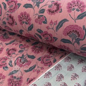 Double gauze/musselin STEPPED Flowers mauve