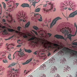 Double gauze/musselin STEPPED Flowers mauve