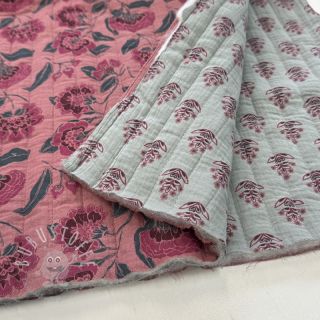 Double gauze/musselin STEPPED Flowers mauve