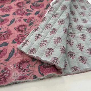 Double gauze/musselin STEPPED Flowers mauve