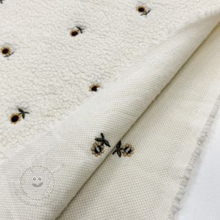 Mantelstoff TEDDY JACQUARD EMBROIDERY Sunflower