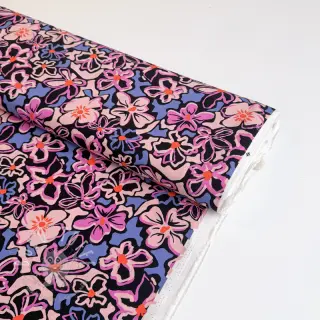 Viskosestoff STRETCH Flowers Junie black