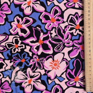 Viskosestoff STRETCH Flowers Junie black