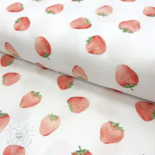 Double gauze/musselin Strawberries digital print