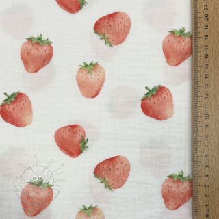 Double gauze/musselin Strawberries digital print
