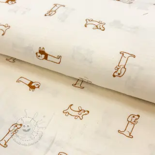 Double gauze/musselin EMBROIDERY Dogs ecru