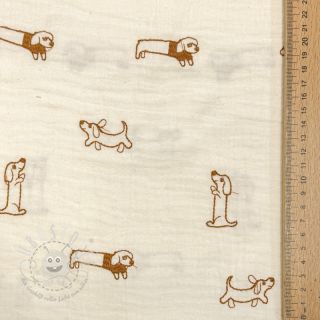 Double gauze/musselin EMBROIDERY Dogs ecru