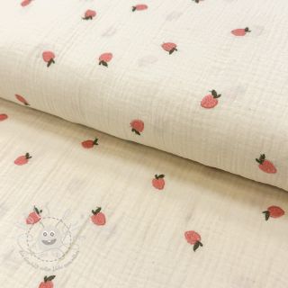 Double gauze/musselin EMBROIDERY Fruit peach SIMPLY NATURAL