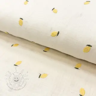 Double gauze/musselin EMBROIDERY Fruit yellow SIMPLY NATURAL