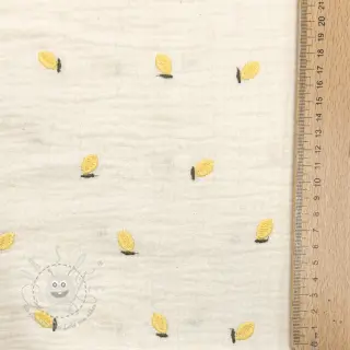 Double gauze/musselin EMBROIDERY Fruit yellow SIMPLY NATURAL