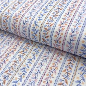 Double gauze/musselin Leaves in stripes digital print ORGANIC