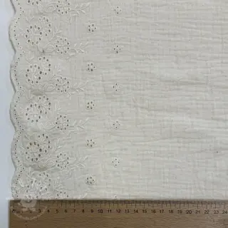Double gauze/musselin BORDER Helene natural