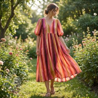 Viskosestoff RADIANCE Stripes burgundy digital print