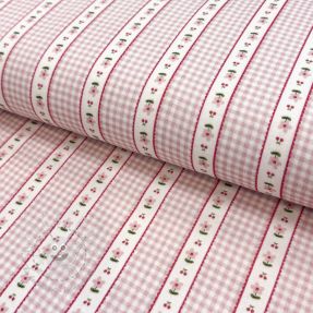 Double gauze/musselin Flowers check pink digital print