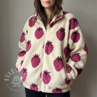 Mantelstoff TEDDY JACQUARD Strawberries