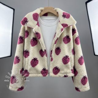 Mantelstoff TEDDY JACQUARD Strawberries