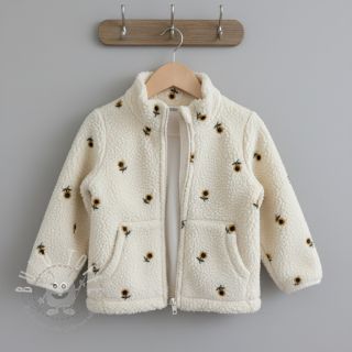 Mantelstoff TEDDY JACQUARD EMBROIDERY Sunflower