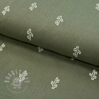 Double gauze/musselin EMBROIDERY Cactus green